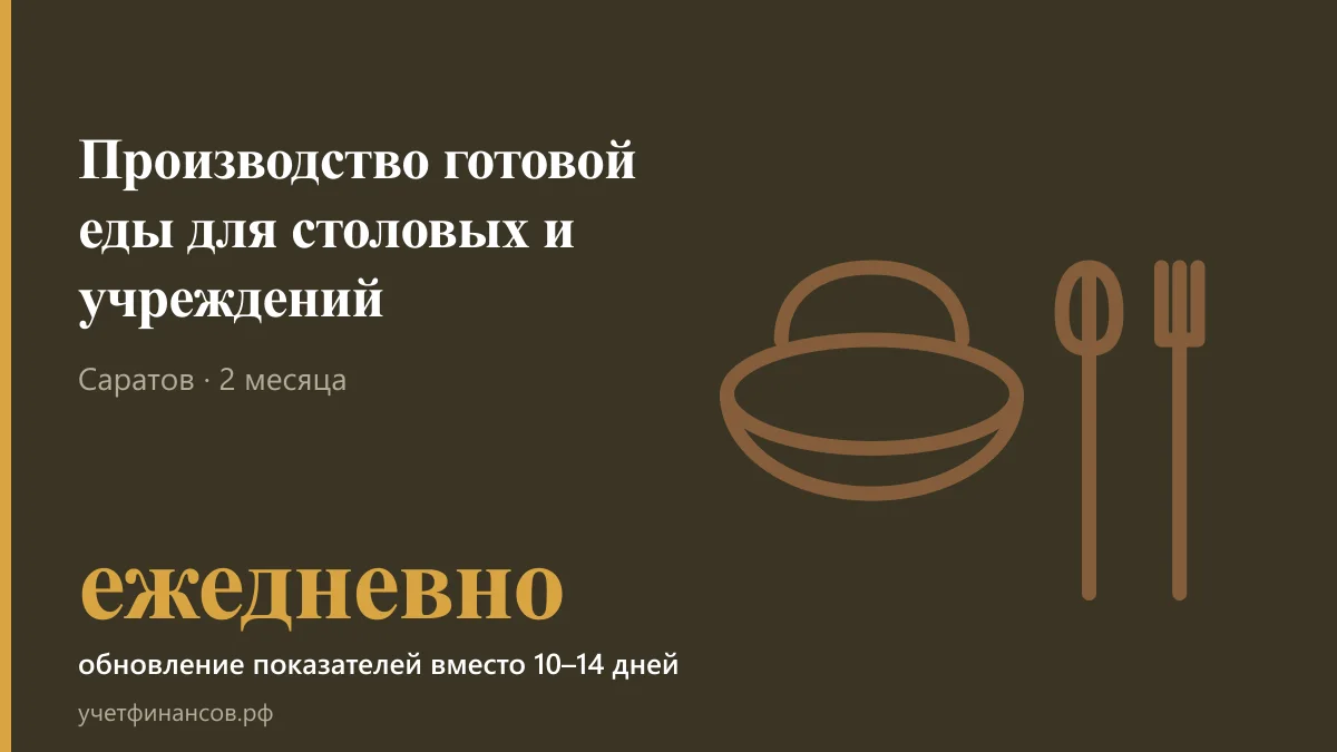 Производство готовой еды для столовых и учреждений — ежедневно обновление показателей вместо 10–14 дней
